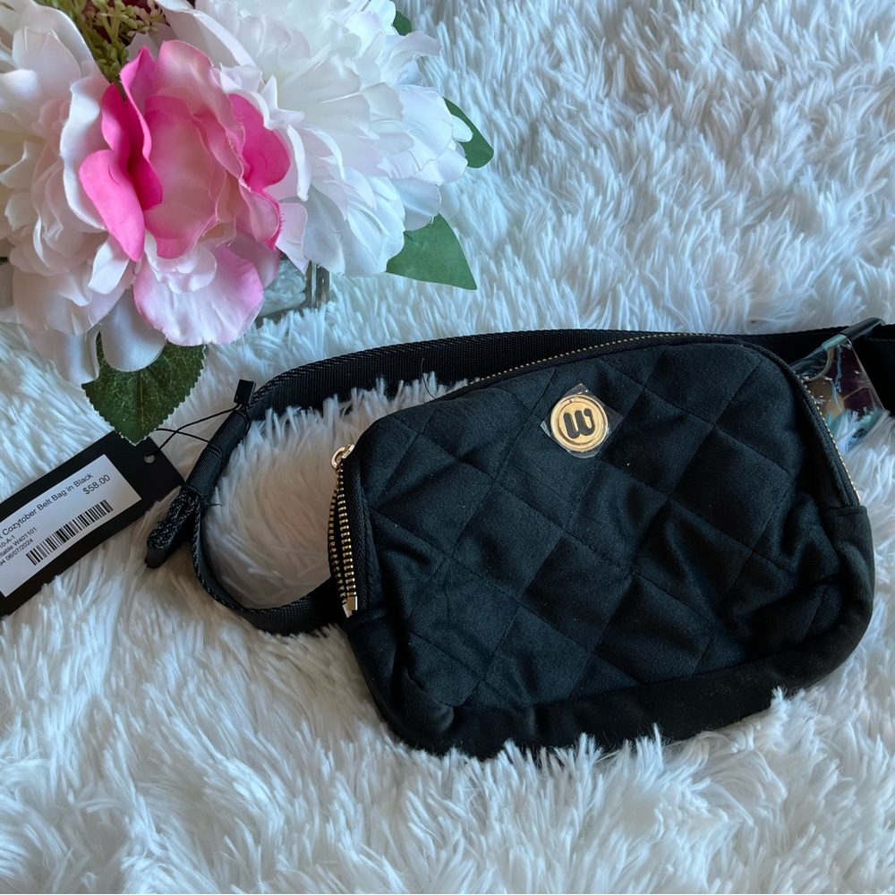 NWT Wantable velvet belt bag in black